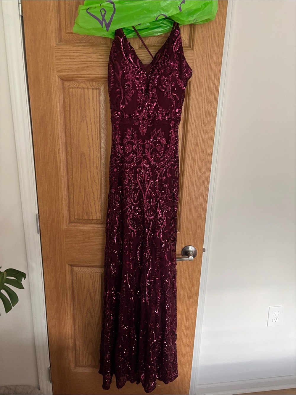 Windsor Wine Sequin V‑Neck Prom Gown